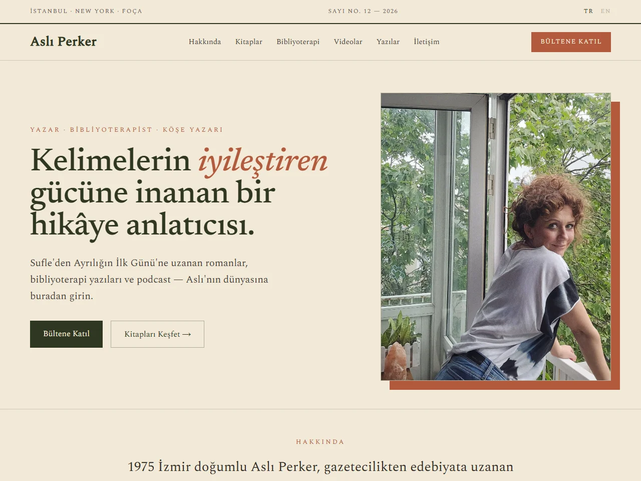 Aslı Perker yazar web sitesi ana sayfası